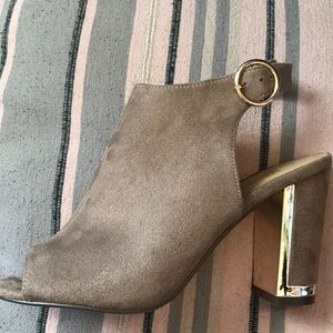 Taupe Suede Block Heels